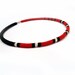 Crochet Cable Choker, Skinny Necklace, Striped Red Black White