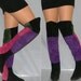 sz 5.5 6 80s OTK thigh high flat color block leather suede slouch womens boots purple green black hot pink
