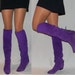 sz 9 80s purple suede OTK thigh high flat riding pirate boots