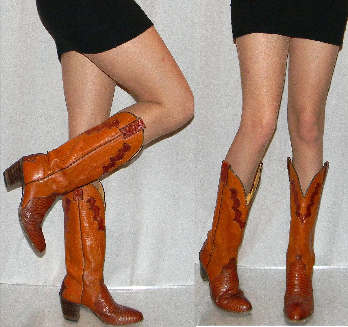 vintage womens cowboy boots sz 6 high heel SEXY 70s 80s