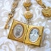 Vintage Locket Brooch with Dangling Heart and Key