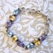 Vintage Sterling Silver Link Bracelet w Amethyst Citrine and Blue Topaz Stones