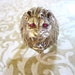 RESERVE foe Mikeriver49 Vintage Sterling Silver Detailed Roaring Lion Ring w Ruby Eyes