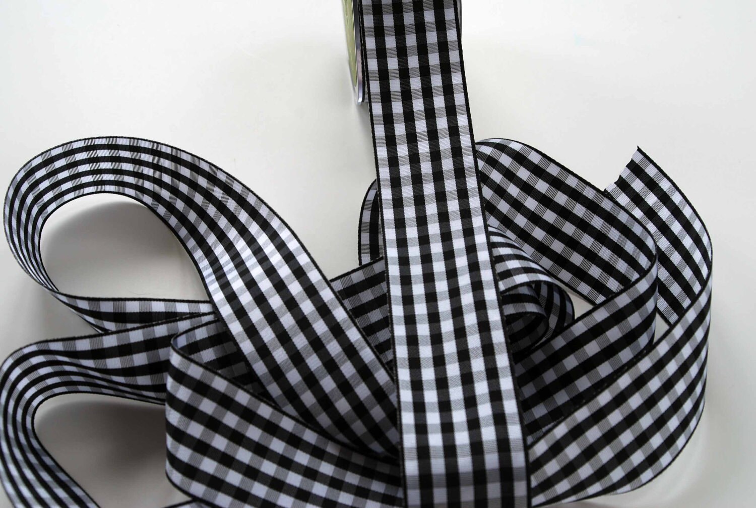 Gingham Ribbon 1.5 inches Black with White