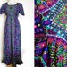 Psychedelic 1960s 60s Vintage Art Maxi Dress Purple Blue Size S/M