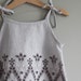 SALE Embroidered Linen tank stone grey 18m top shirt blouse ready to ship LAST ONE