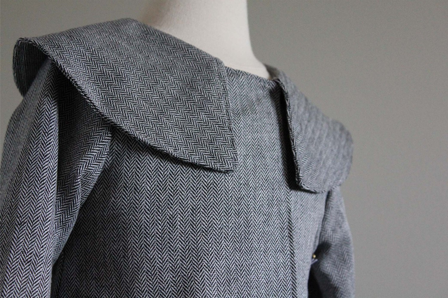 Capelet Coat 12m herringbone wool ready to by heidiandfinnstudio