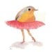 Ballet Bird Watercolor Painting - Original Art, Robin, nursery art, Pink Tutu, 8x10