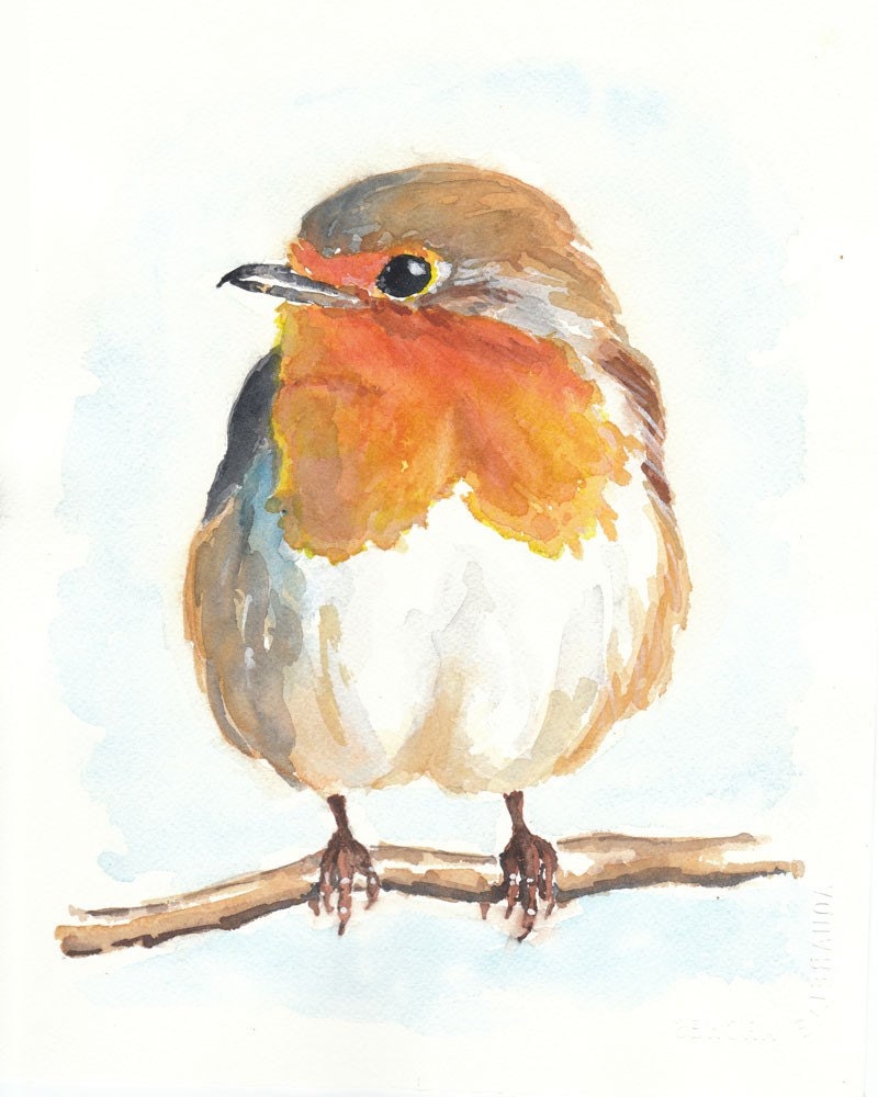 English Robin O.R.I.G.I.N.A.L Watercolour Painting 8x10