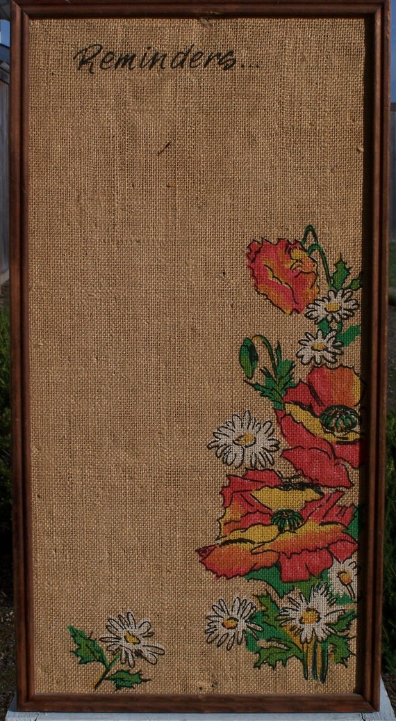 Vintage Burlap Bulletin Board Antique Home by ConnisCollections
