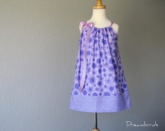 Little Girls Purple Pillowcase Dress - Bold Flowers in Lavender and Violet - Girls Purple Sun Dress - Size 12m, 18m, 2T, 3T, 4T, 5, or 6