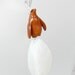 NOW 50% OFF - White Druzy Quartz Pendant featuring handcarved Netsuke Penguin