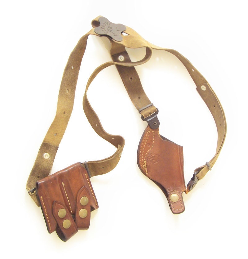 Leather Holster / Ammo Suspenders by skeletonantiques on Etsy