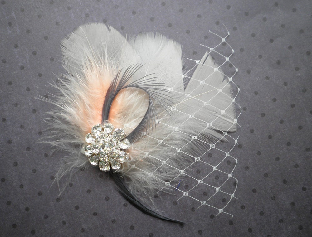Bridal feather veil fascinator wedding hair accessories