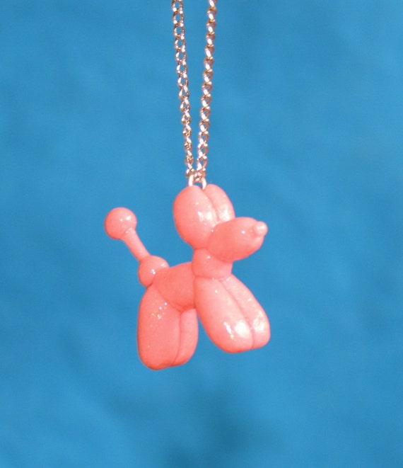 Items similar to Balloon Animal Jewelry Handmade Balloon Dog Necklace