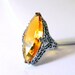 Vintage UNCAS Art Deco Golden Citrine Ring - Elongated - Size 7 1/2 - SIGNED - 1920