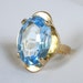 Vintage UNCAS 18k Gold HGE & Faceted Blue Topaz Ring - Karatclad - SIGNED - 1960 - Spectacular