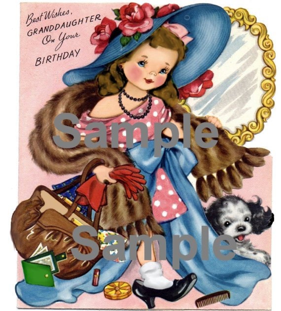Vintage Girl dress up brunette Download printable digital