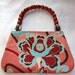 Small Peach Coral and Turquoise Purse Recycled Skirt and Scarf