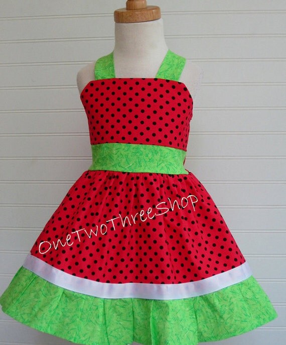 Custom Boutique Clothing Watermelon Inspired Halter Dress