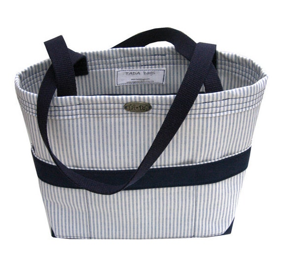 organizing shoulder bag navy wide stripe