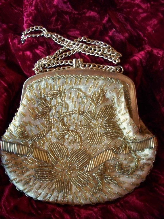 Vintage Bag Gold Purse Beaded Purse La Regale Evening