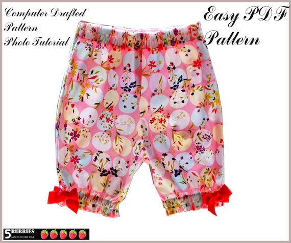 Easy GIRLS PANTS PATTERN, Chloe Shorts Pattern, Sewing pdf Patterns for Children, Baby, Toddler, E Book, Tutorial, 5 Berries