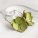 Modern style leather earrings in olive green