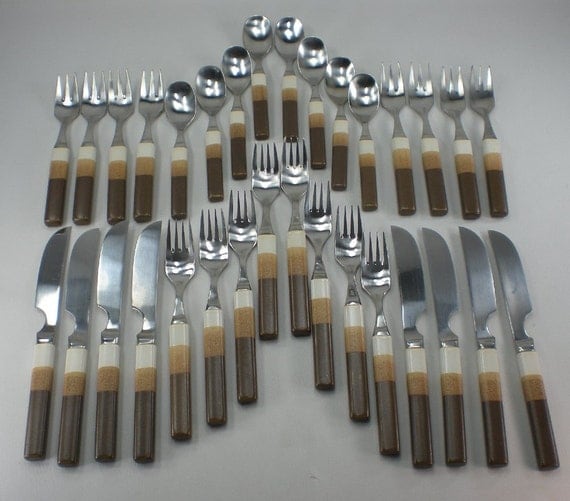 32 pcs Lot Denby Flatware Touchstone Agate 1970s Mid Century