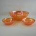 Jeannette Carnival Glass ANNIVERSARY Console Bowl and Candlesticks - Marigold Orange