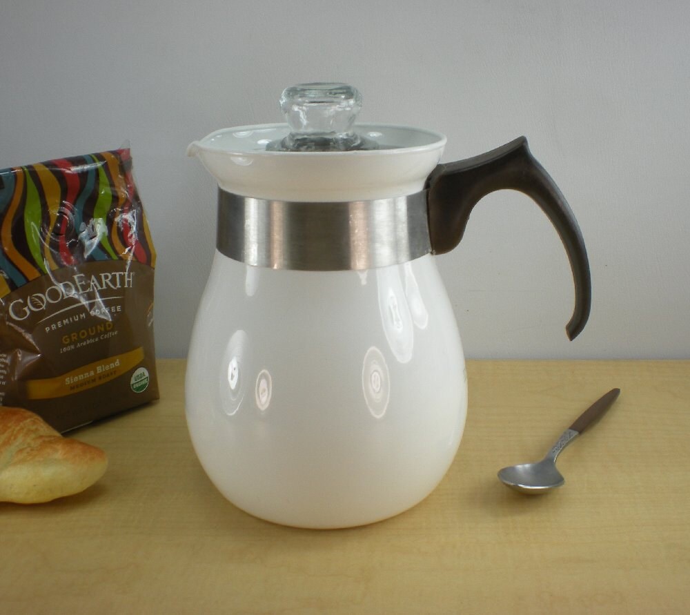 Corning Ware P166 White 6 Cup Coffee Percolator by oldetymestore