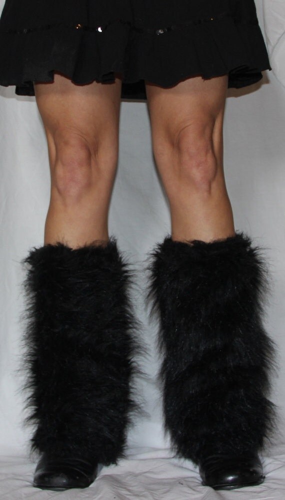 Faux Fur Leg Warmers in Black