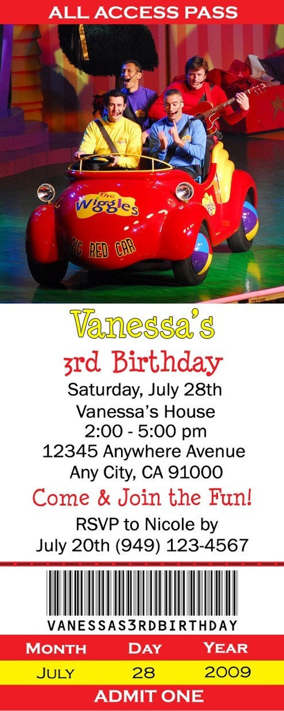 Wiggles Birthday Invitations 12 pcs