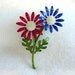 Red White & Blue Daisy Brooch - Patriotic July Flowers Vintage