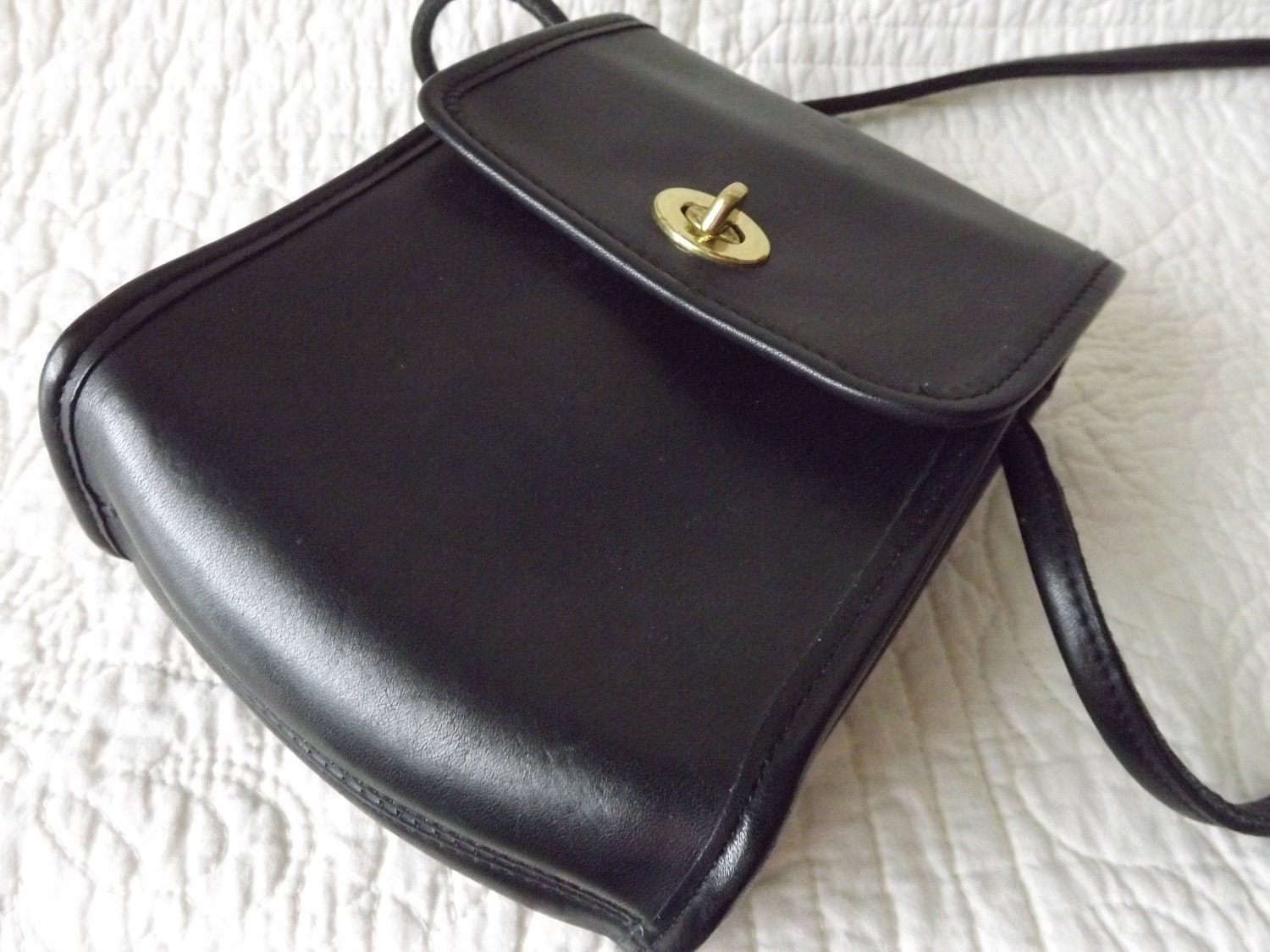 Vintage Coach Bag Small Black Leather Crossbody Purse