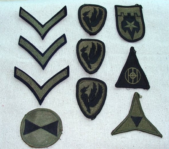 Vintage Army Patches Note WINGS w/ TORCH Set 10