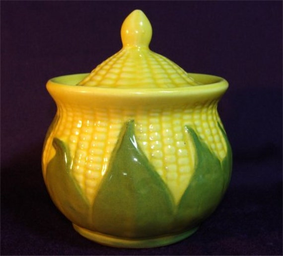 1946 SHAWNEE Pottery King CORN Sugar Bowl with Lid