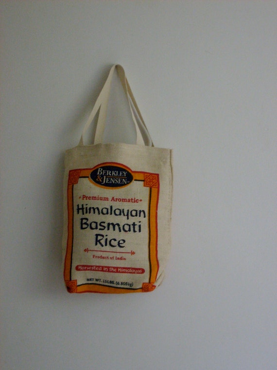 Upcycled Basmati Rice Burlap Tote Bag