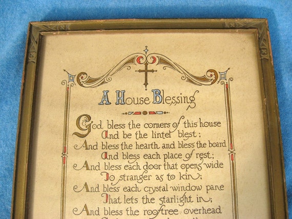  House Blessing Poem Framed in Vintage Frame Scrolly Text Bless