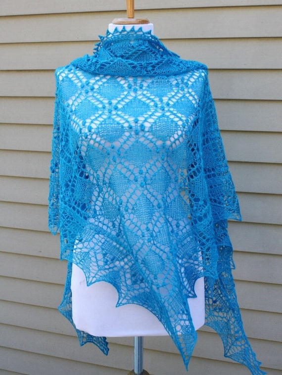 Knitted Lace Shawl Triangular Estonian pattern by ...