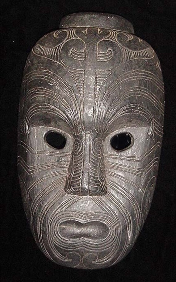 Polynesian Mask With Maori Tattoo Motifs
