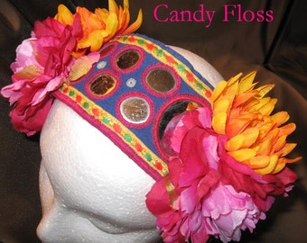 Tribal ATS Fusion Bellydance Headband, Candy Floss REVERSIBLE