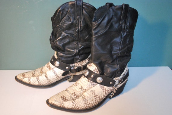 snakeskin buckle boots