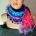 Soft and Fuzzy Hand Knit Chunky Multicolored Scarf Neck Warmer Cowl Spring Fall Winter Women Special Gift Under 25