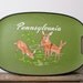 Pennsylvania serving tray Souvenir Vintage with Deer and Frog made in Japan woodland Green