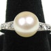 18K White Gold Solitaire Pearl & Diamond Ring High Setting