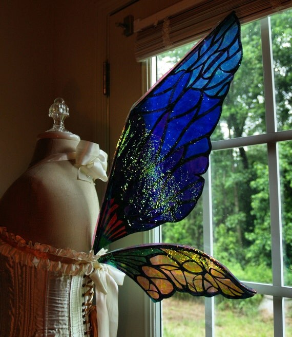 OOAK Stained Glass Natural Fairy Wings Wedding Halloween