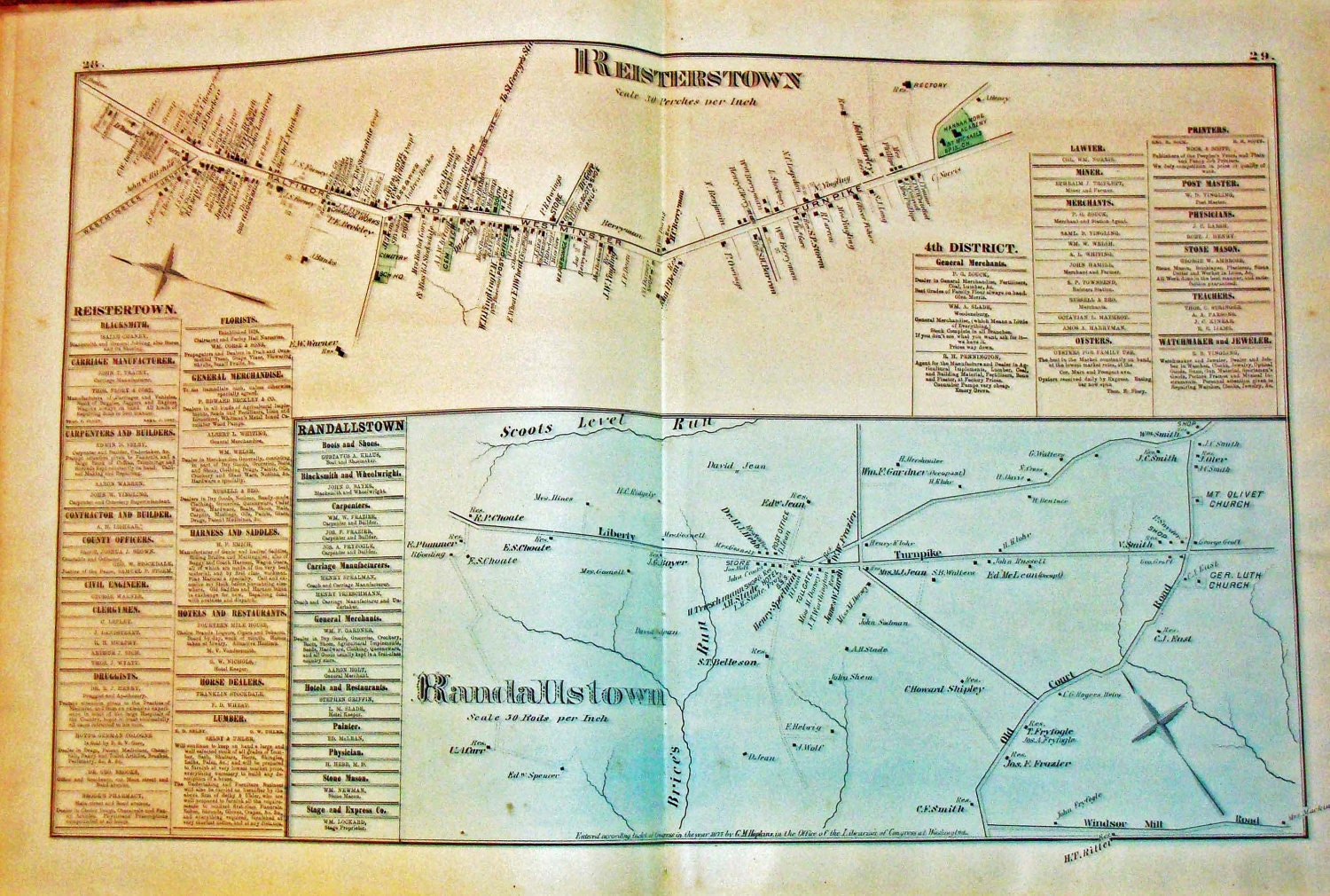 Antique Map of Reisterstown & Randallstown from GM