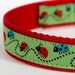 Ladybug Green Dog Collar, Bug, Spring Summer Collar, Adjustable Pet Collar, Ribbon