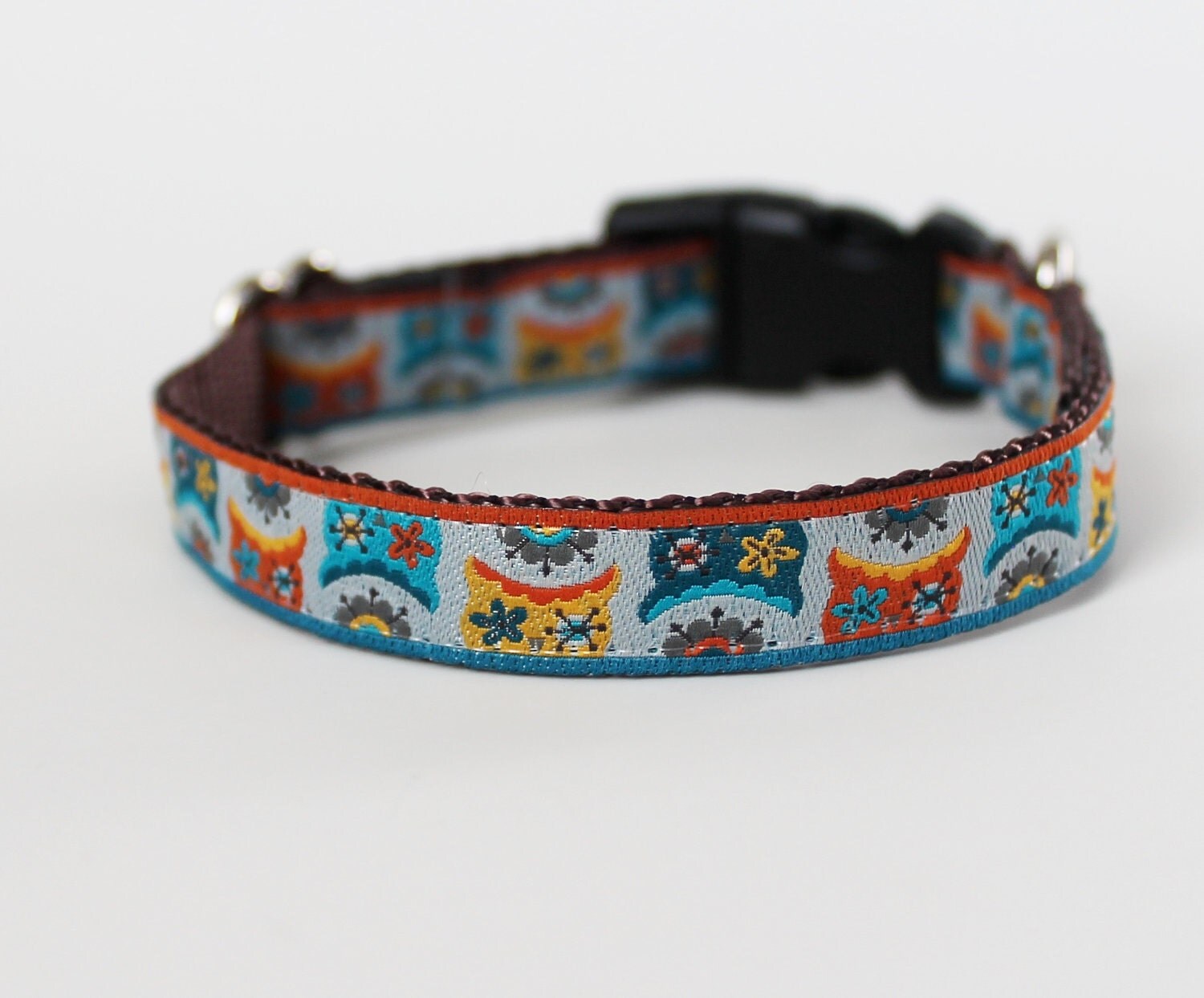 Teacup Dog Collar / Peekaboo Owls / Puppy Collar 1/2 inch